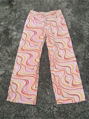 No Vacancy Retro Swirl Wide-Leg Pants